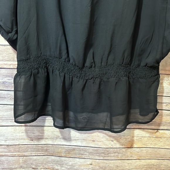 LANE Bryant Beaded Sequin Sheer Blouse Black Plus Size 18/20  B0 - Picture 4 of 7